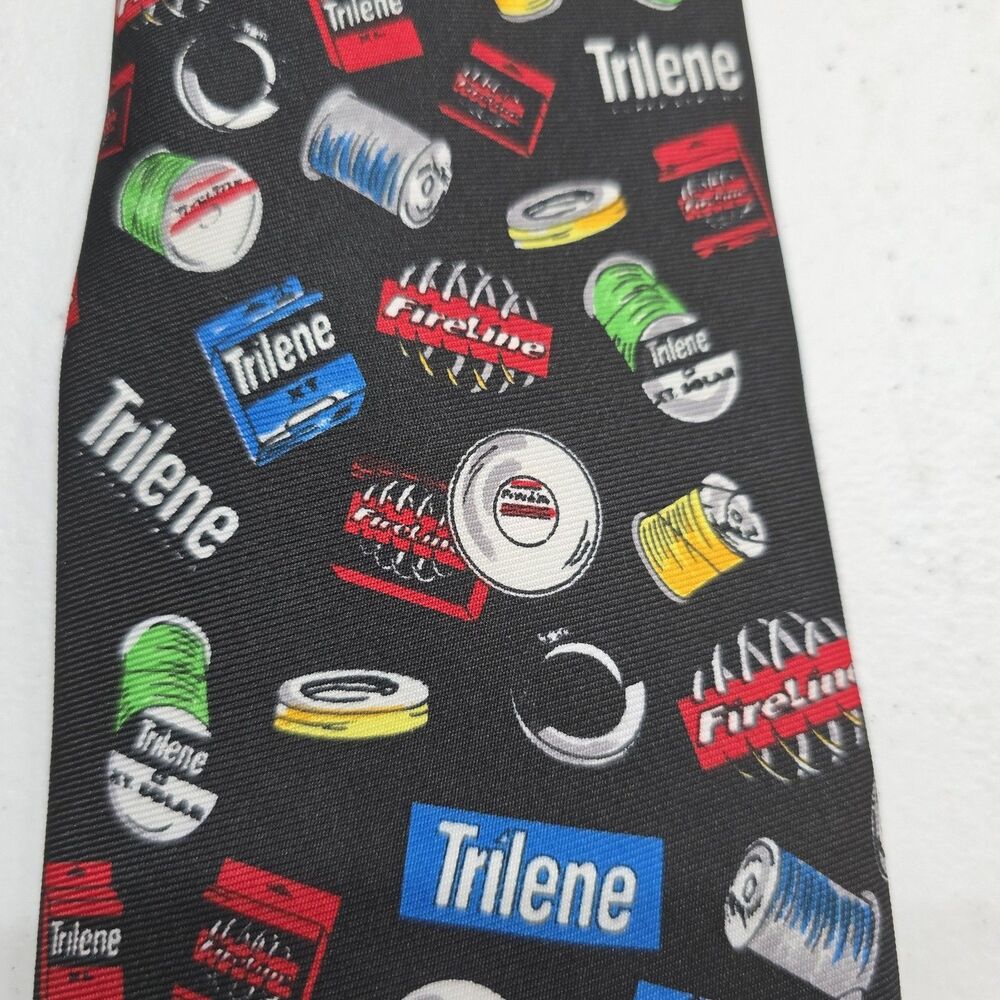 Trilene Fishing Line Novelty Print Mens Neck Tie Outdoors Boating Polyester
